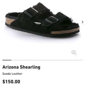 Arizona Shearling Black Fuzzy Birckenstock